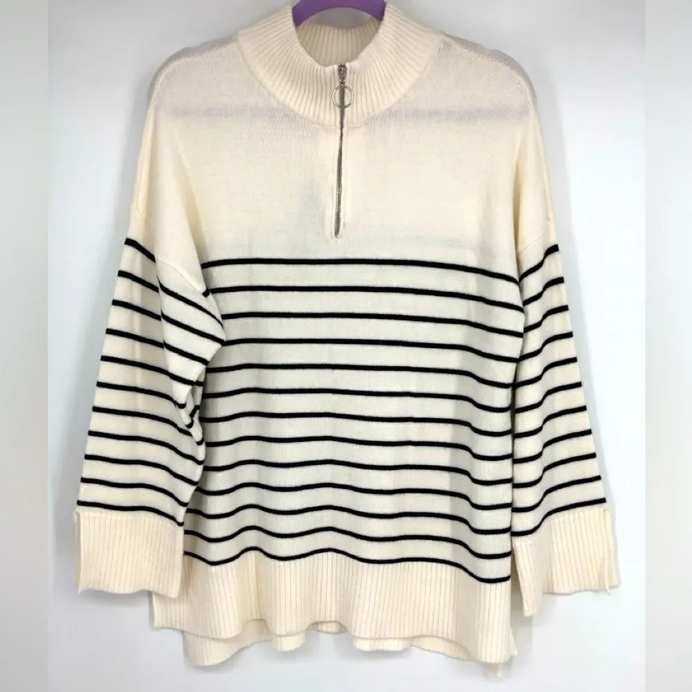 NWT Design History Cozy Oat/Black Stripe Sweater 1X